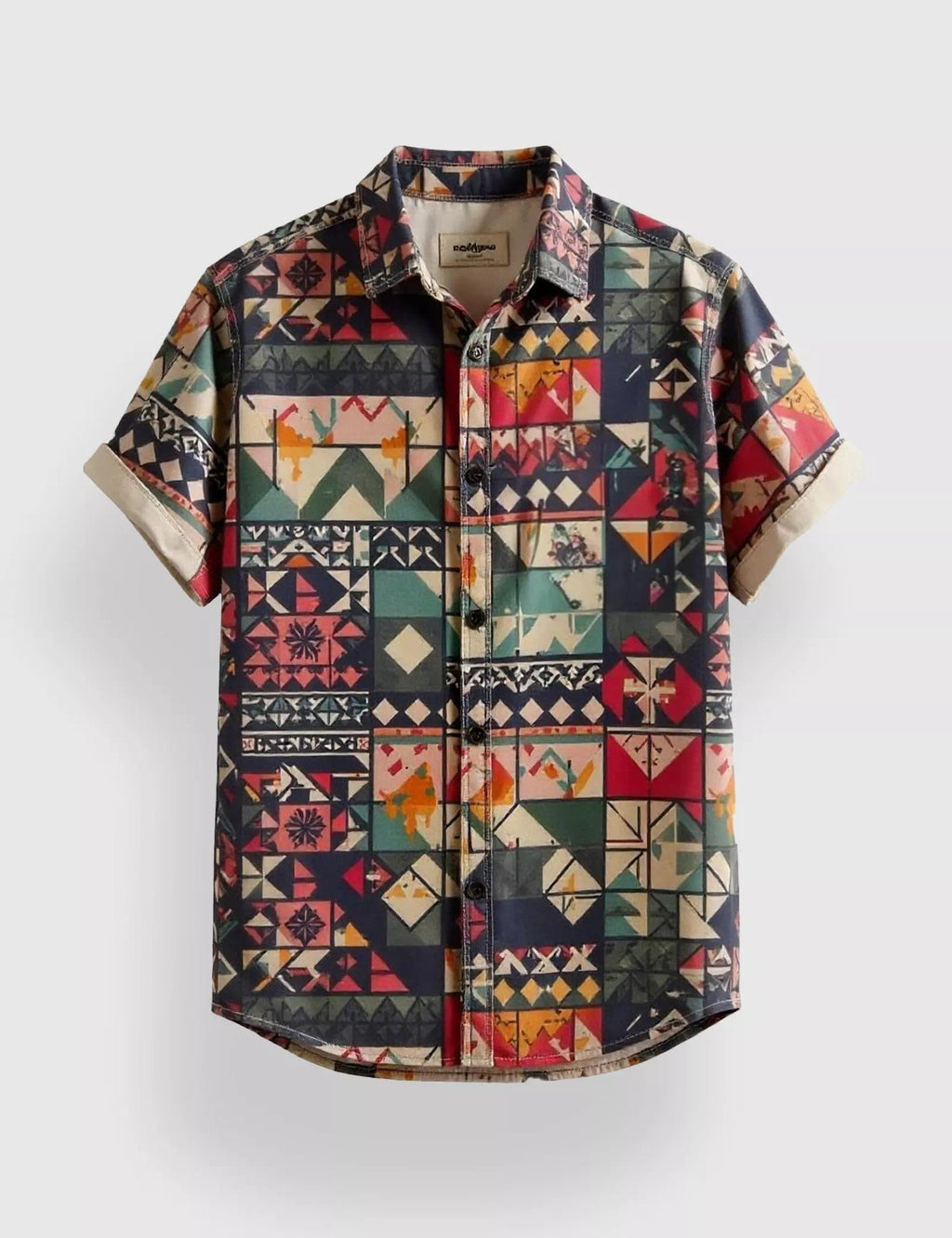Multicolor Geometric Printed Men’s Half Sleeve Casual Shirt – Designer Collection