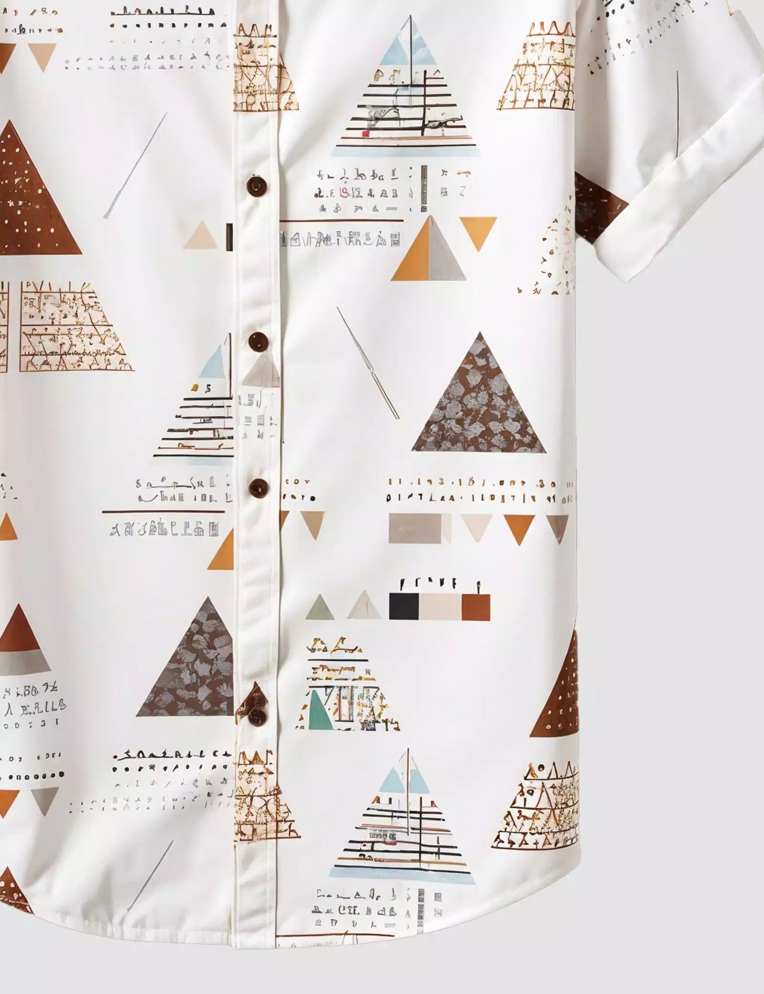 White Pyramid Print Men’s Half Sleeve Shirt – Casual Summer Designer