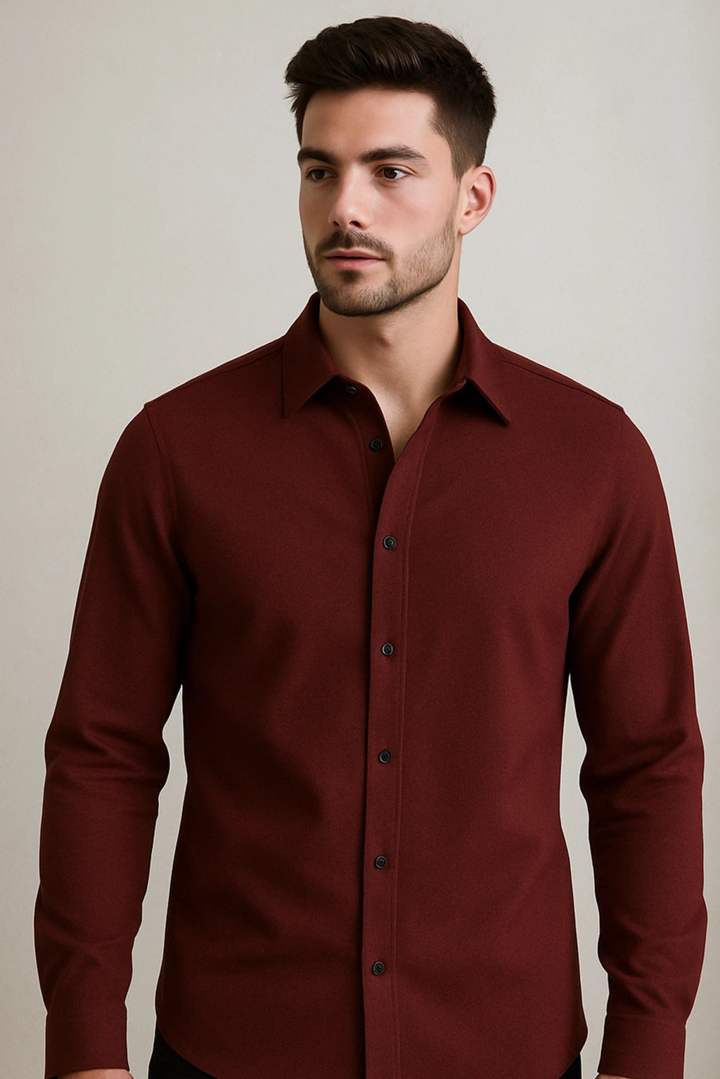 Brave Valvet Men’s Premium Full-Sleeve Button-Down Shirt – Burgundy